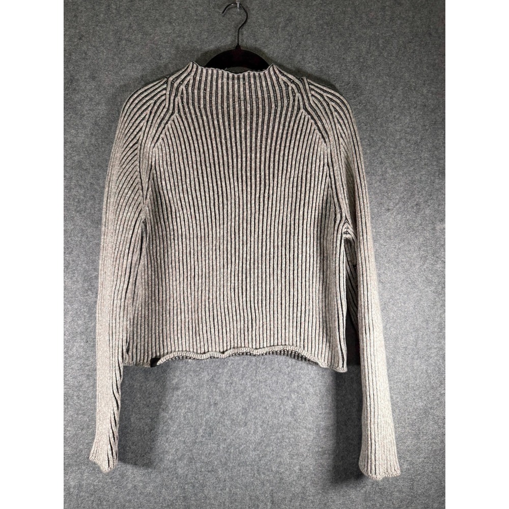 Lululemon Alpaca‎ Wool Blend Ribbed Sweater Womens Size 12 Grey Black LW3GKGS - Picture 2 of 8